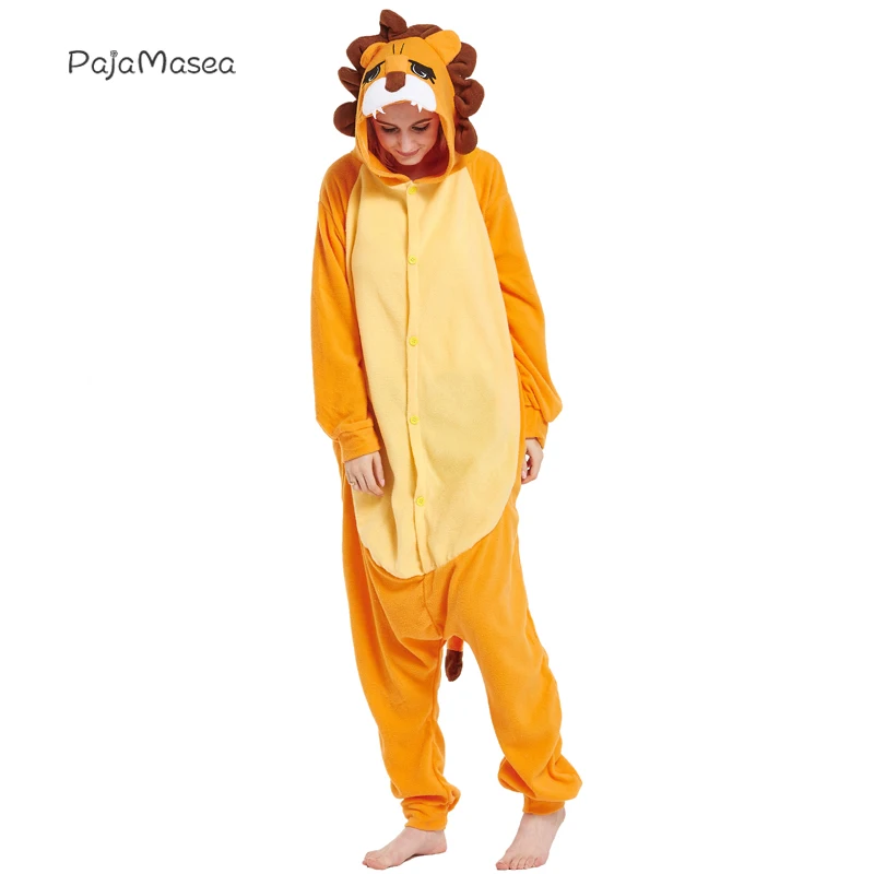 

PAJAMASEA Women Lion Onesie Men Adult Fleece Pyjamas Wom Onsie Cartoon Cosplay Family Party Jumpsuits Christmas Raccoon Kigurumi