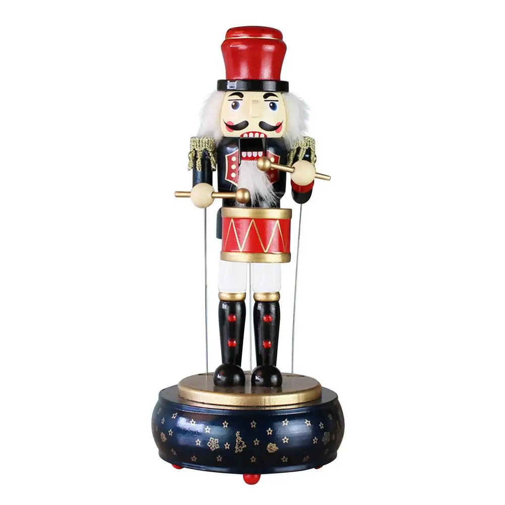 Wood Christmas Music Box Nutcracker Soldier Decoration Christmas Birthday Gift Pinewood Nutcracker Drummer Music Box