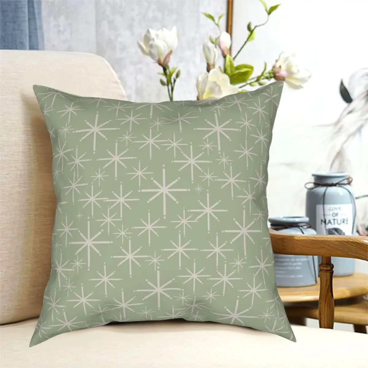 Twinkling Retro Atomic Starburst Pattern Square Pillowcase Polyester Creative Decor Pillow Case for Sofa Cushion Cover