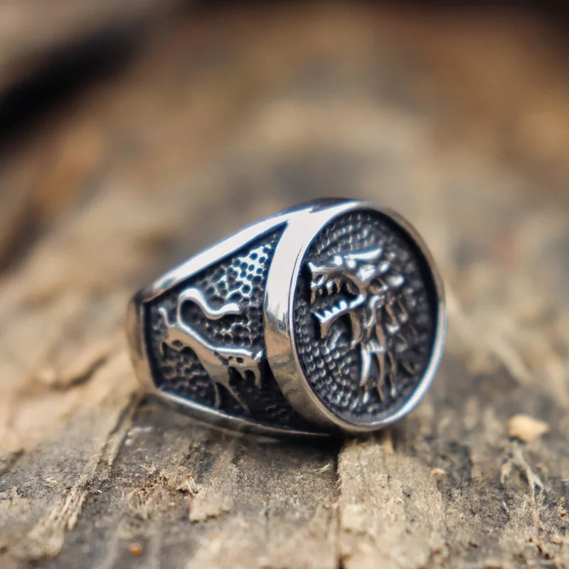 Men's Vintage Wolf Ring Punk Knight Jewelry Fashion Stainless Steel  Barbarity Werewolf Totem Party Gift