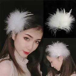 Horquillas de plumas blancas para mujer y niña, horquillas para el pelo, accesorios para el cabello, adornos para boda, baile, actuación, fiesta, 1 pieza