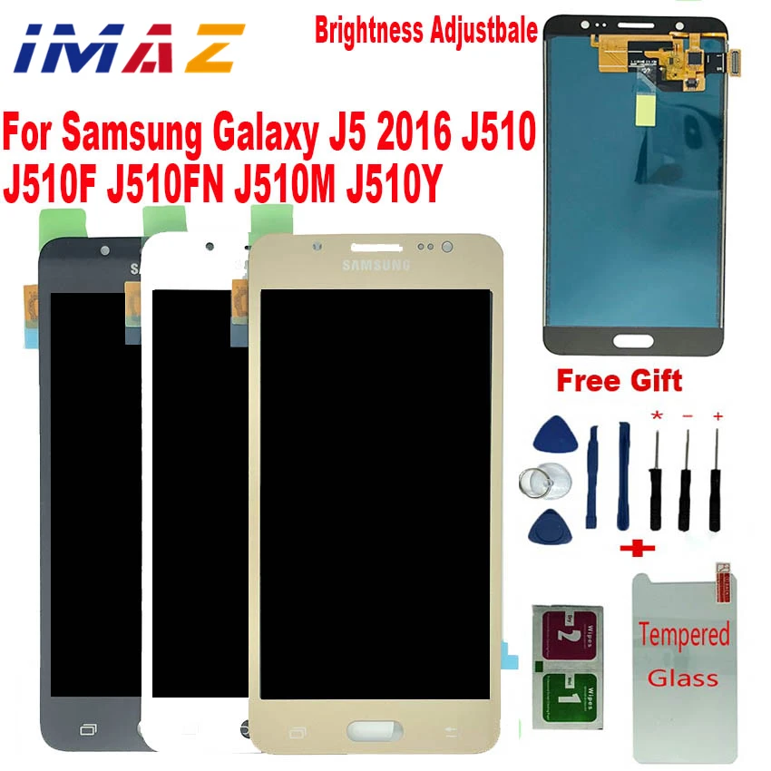 IMAZ For Samsung Galaxy J5 2016  J510 SM J510F LCD Display J510FN/DS J510M J510Y LCD + Touch Screen Digitizer Assembly + Frame