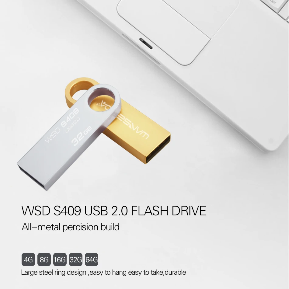 WANSENDA محرك فلاش USB معدني محرك قلم صغير 4 جيجابايت 8 جيجابايت 16 جيجابايت 32 جيجابايت 64 جيجابايت 128 جيجابايت بندريف مقاوم للماء USB عصا فلاش محرك