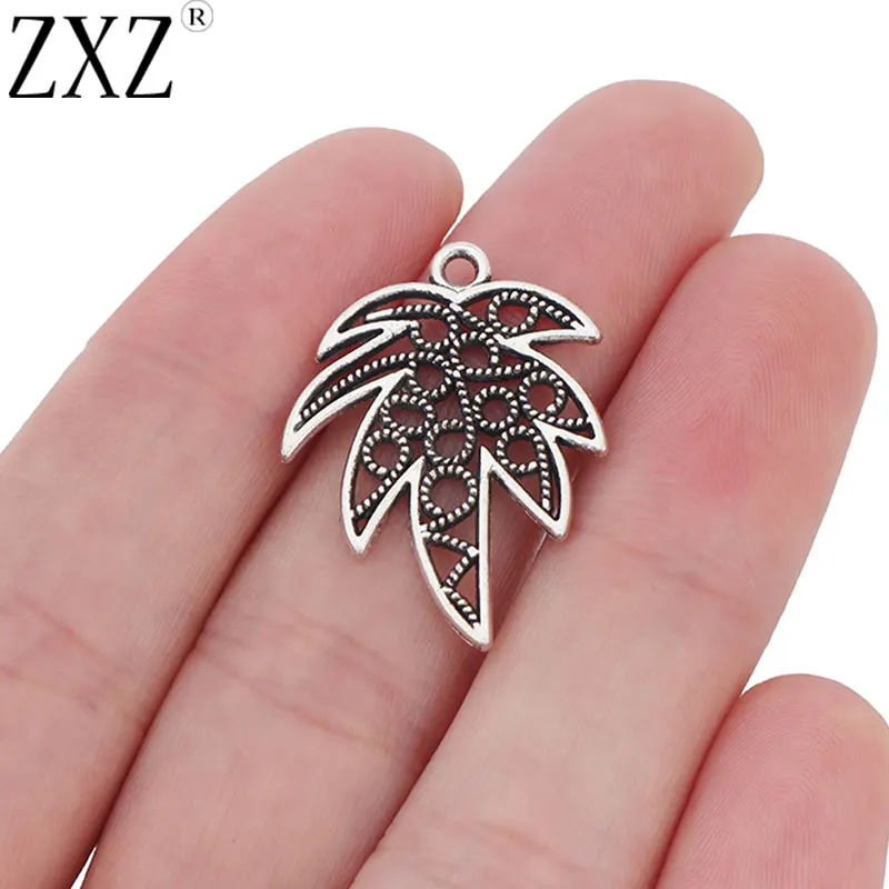 ZXZ 20pcs Tibetan Silver Maple Leaf Charms Pendants for Jewelry Making Accessories 29x22mm