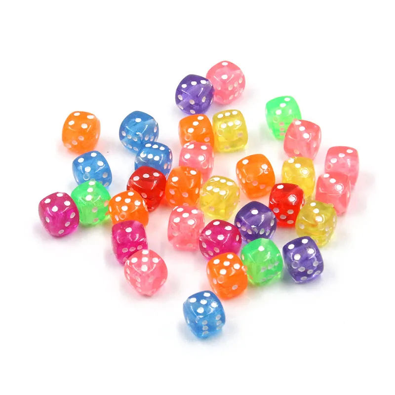 50Pcs Dices 8mm 5 Color Plastic Gaming Dice Standard Six Sided Decider Spacer Beads For DIY Jewelry Making Handmade