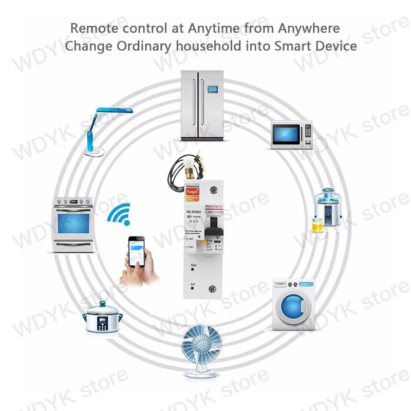 1P100A Single phase Din rail WIFI Smart Energy Meter Power Consumption kWh Meter wattmeter voice control Alexa google assistant