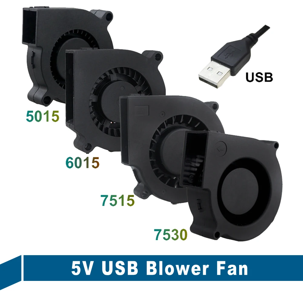 2Pieces Lot PC Computer Cooling Cooler DC Centrifugal Blower Fan USB 5V 6015S 60x60x15mm 60mm 75mm 7515 7530 50mm 5015