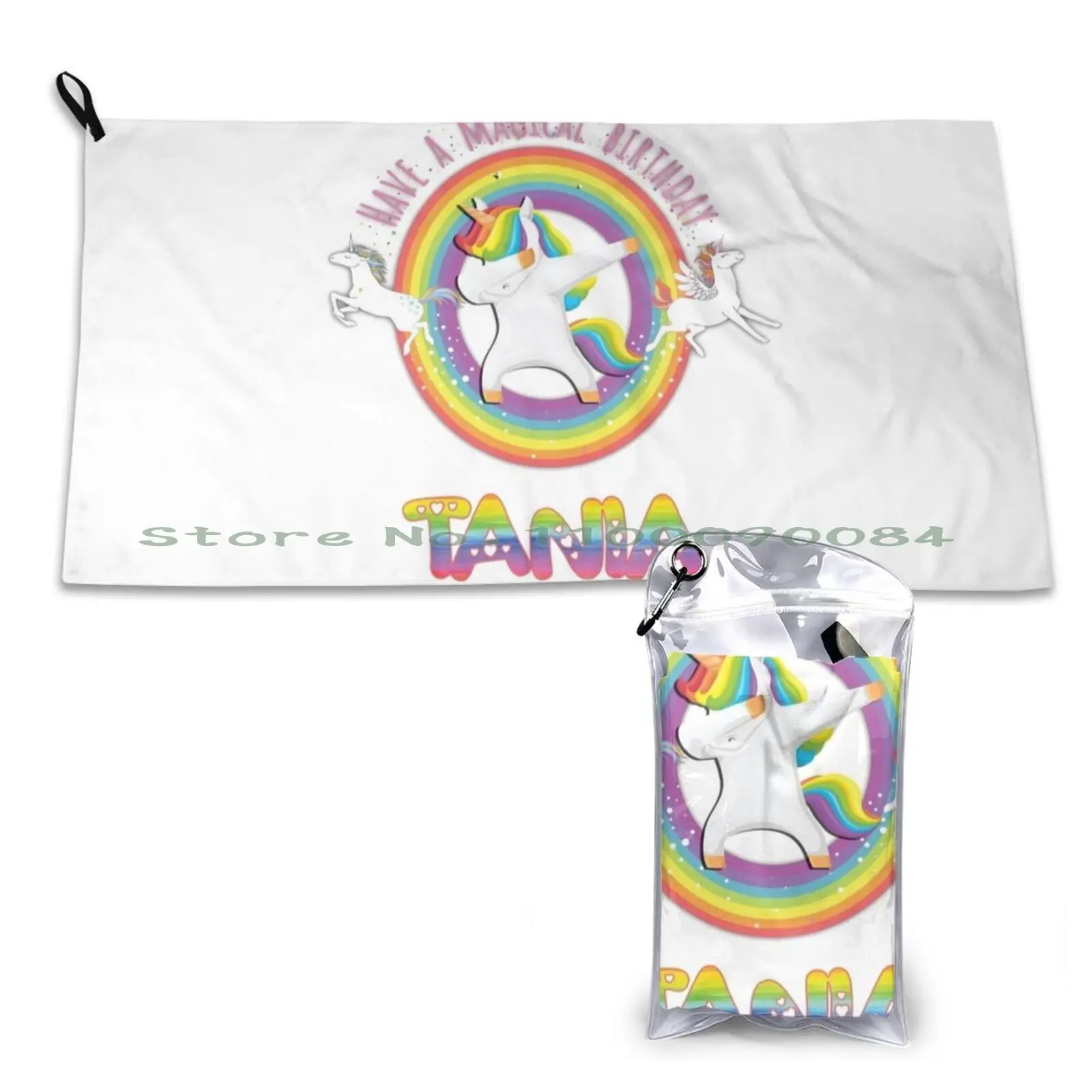 Tania Pink Tania Have A Magical Birthday Unicorn Rainbow Dabbing-Special Personalised Gift For Tania Quick Dry Towel Gym Sports