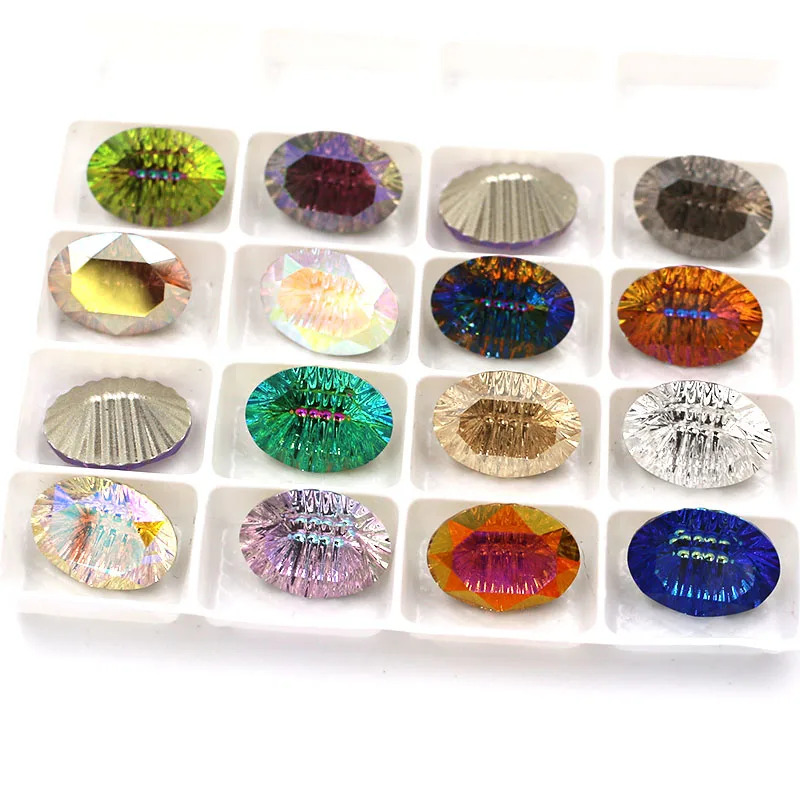 Garment Decoration Glass Crystal High Quality 8x10mm 10x14mm 13x18mm Oval Pointback Rhinestones for Jewelry/Wedding Accessories