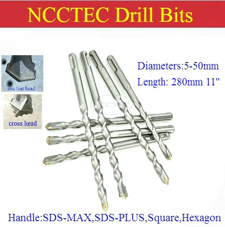 [Length 280mm 11'' ] Diameter 3-50mm 0.12''-2'' carbide core drill bits | Hammer hole saw SDS MAX SDS PLUS Square Hex Shank