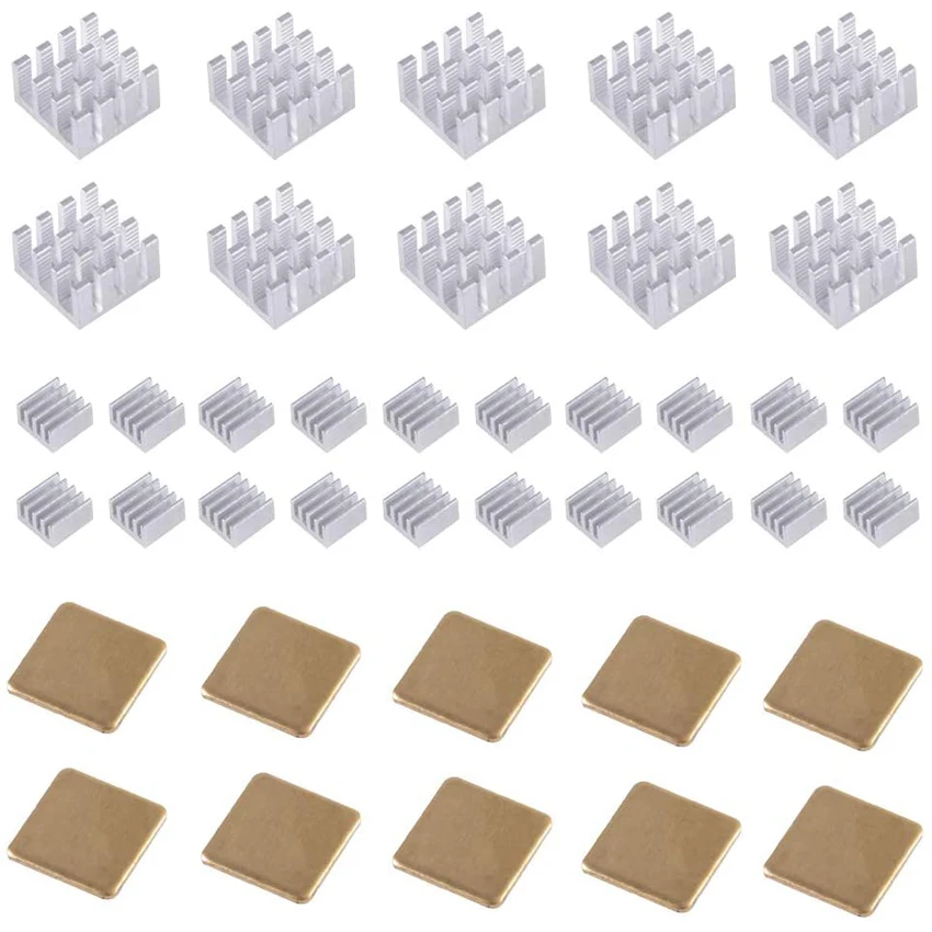 40Pcs Raspberry Pi Aluminium Heatsink Voor Raspberry Pi 4 3 B 2 Model B + Koperen Heatsink 3M 8810 Thermische Geleidende Plakband