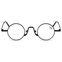 Vintage Small Round Anti-fatigue Reading Glasses Gold Silver Metal Computer Eyewear Ultralight Clear Magnifier