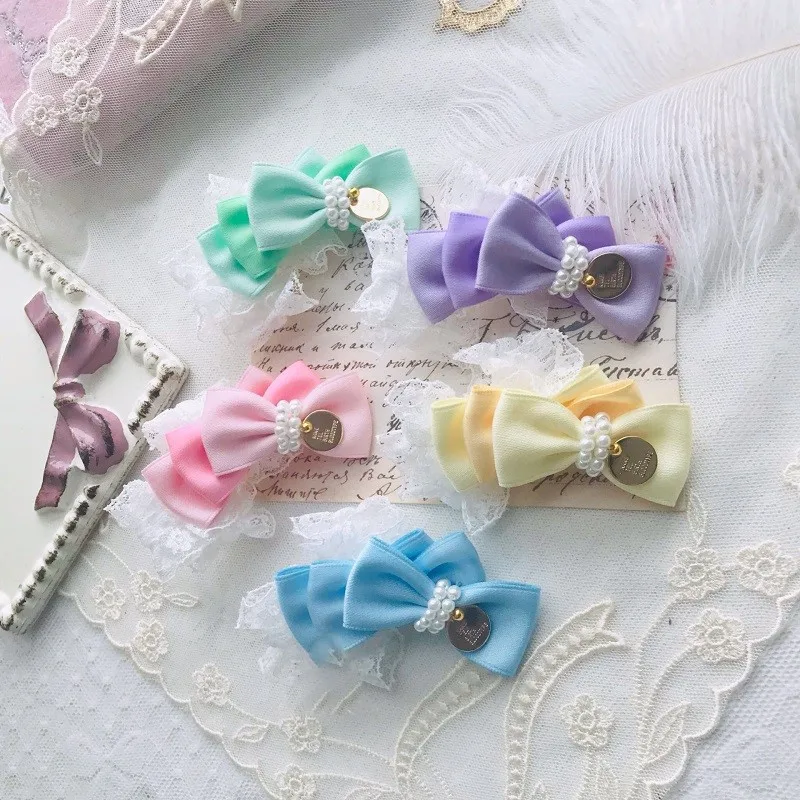 

Handmade Unique Dog Accessories 5 Colors Hairpin Pet Head Wear Bow Pearl Clip Grooming Maltese Poodle Small Breed Wedding Yorkie