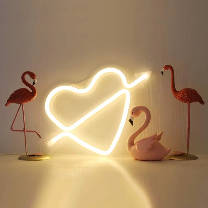 520 Love Heart Colorful LED Neon Light USB Powered Wedding Wall Hanging Neon Light For Party Window Art Room Decoration Lights