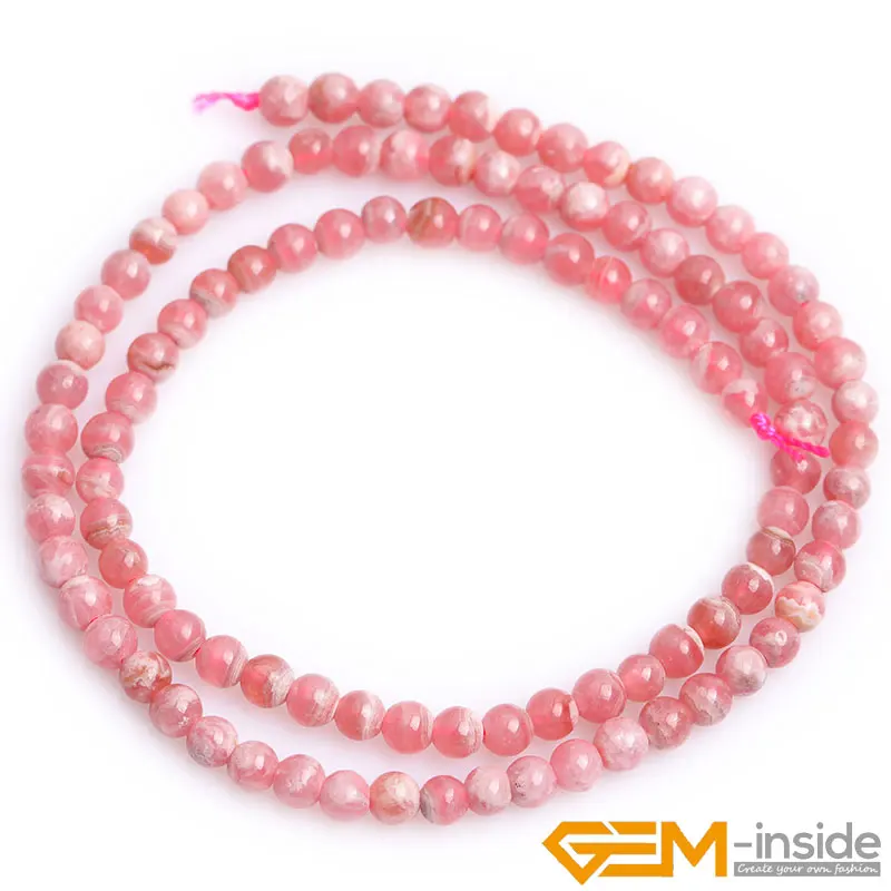 AAA Grade Round Genuine Pink Argentina Rhodochrosite Precious Stone Beads Natural Stone DIY Loose Beads For Jewelry Making 15\