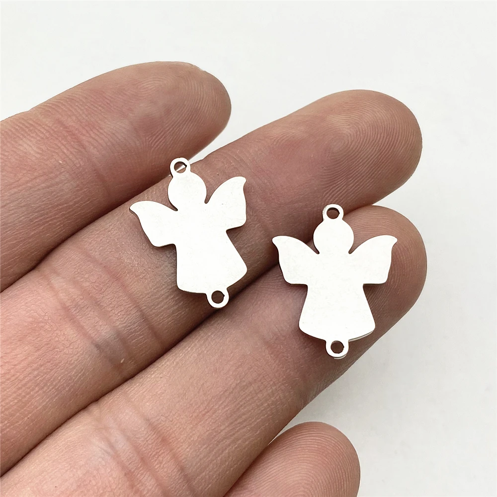 Heilige Beschermengel Heldere Sluit Rvs 10 Stuks Angel Charms Sieraden Ketting Connectors Diy Sieraden Maken