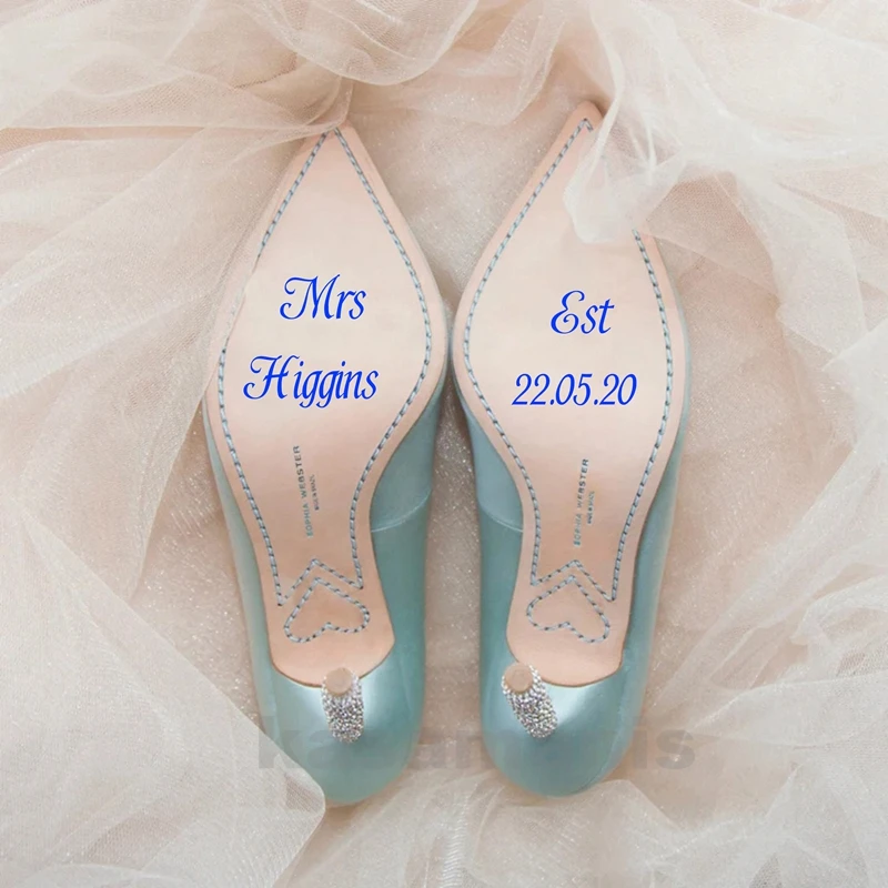 Personalized Wedding Shoes Decal Bride Custom Name And Date Sticker Funny Wedding Accessories Shoes Art Vinyl Decals Decoration