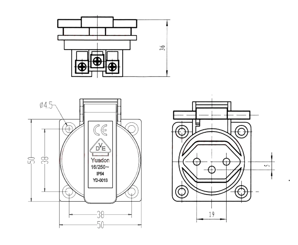 Switzerland Waterproof Industrial Socket IP44 Swiss AC Power Socket 10A Dustproof Power Connector Electrical Socket With cover