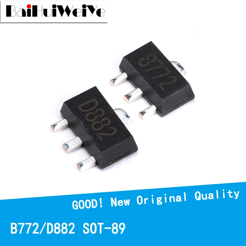 20PCS/LOT B772 D882 10Pair 2SD882 2SB772 Transistor SOT89 NPN/PNP New Original Good Quality Chipset SOT-89