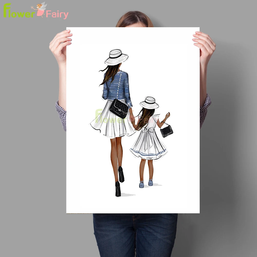 Fashion Women Mom Mother Baby Maternal Love Wall Art Canvas Painting Nordic Poster Wall Pictures For Living Room Decor Unframed