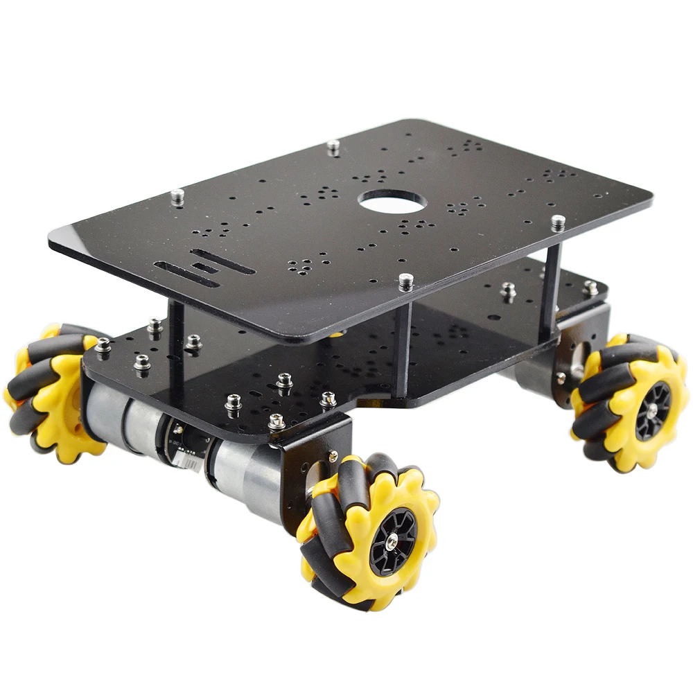 Double Chassis 5KG Load Mecanum Wheel Robot Car Chassis Kit with 4pcs DC Motor with Speed Encoder for Arduino Raspberry Pi DIY