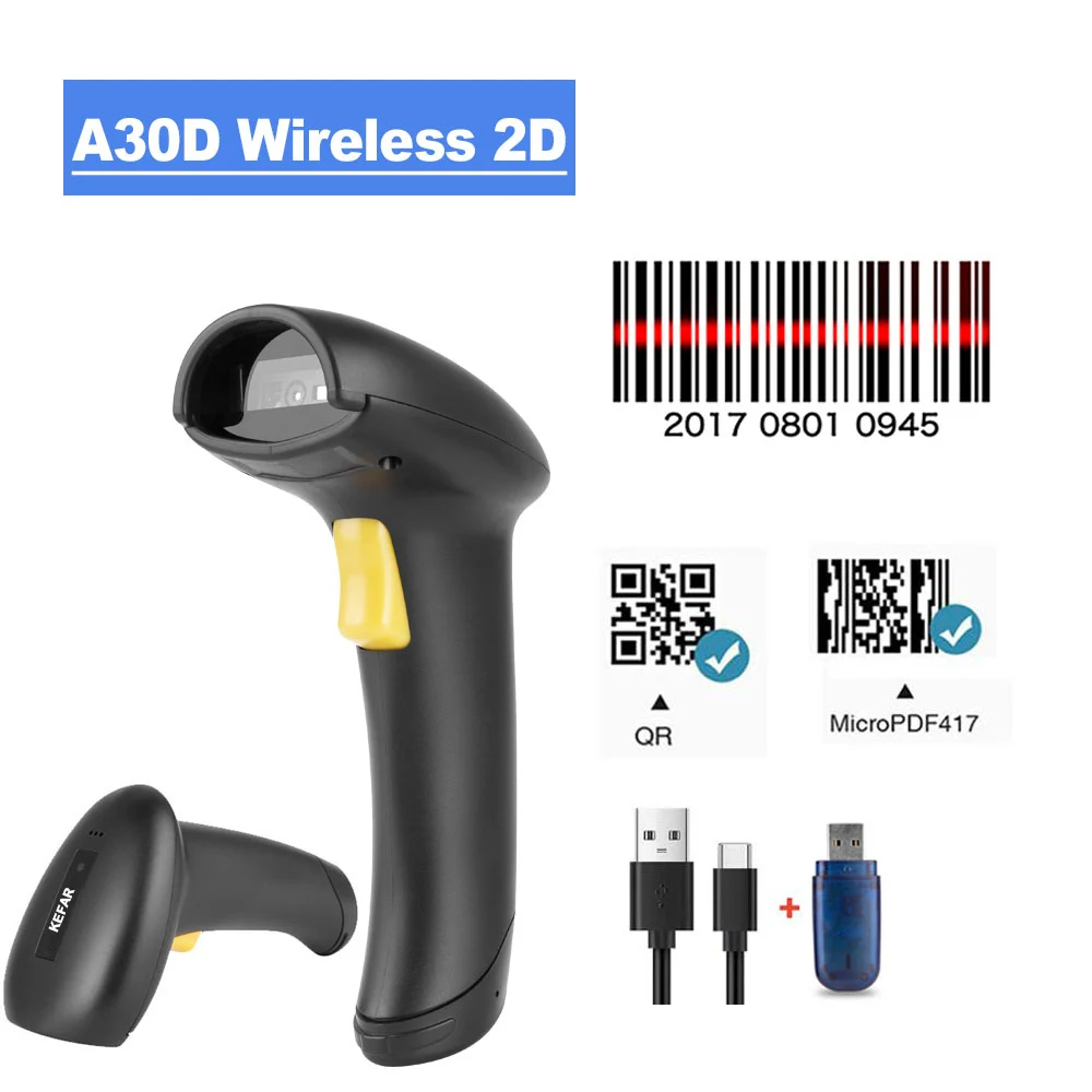 KEFAR Hot Sale Automatic Scanning 2D Wireless and Wired Handheld Barcode Scanner USB Support Supermarket Retail Store Logistic