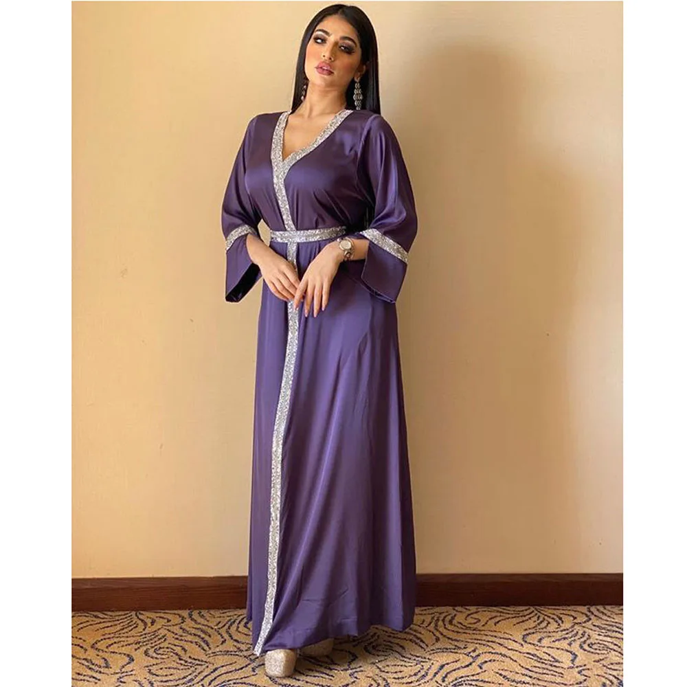 Dubai Ramadan Islamic Clothing Muslim Abaya Arab Robe Turkish Moroccan Middle East Dresses For Women Malay Rhinestone Fashion