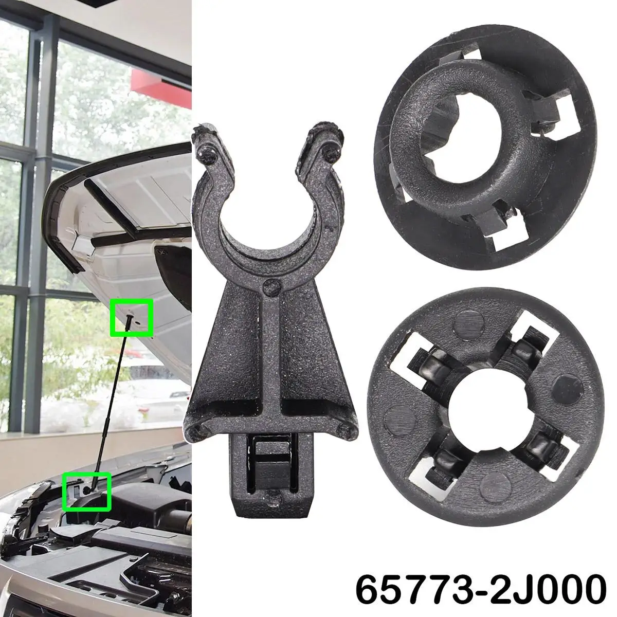 

For Nissan Navara Dualis Pathfinder Qashqai Xterra Bonnet Hood Support Prod Rod Clamp Clip Grommet 657732J000 65772EB300