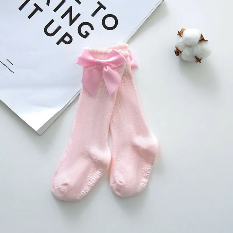Toddler Kid Baby Girl Knee High Long Socks Bow Cotton Soft 0-4Years Cute princess socks winter girls long socks
