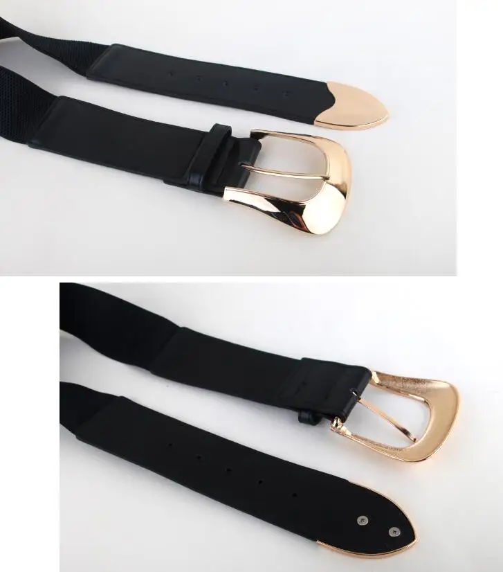 Cintura con fibbia in lega grande elasticizzata cintura nera elastica larga per abito moda cinturini con cinturino in vita regali per ragazze