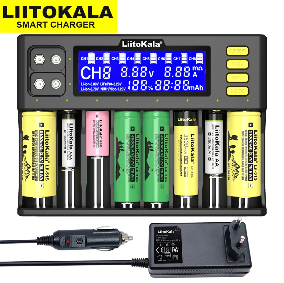 LiitoKala Lii-S8 Lii-S6 Lii-PD4 Smart Charger for Li-ion 3.7V NiMH 1.2V Li-FePO4 3.2V IMR 3.8V 18650 21700 26650 AA AAA Battery