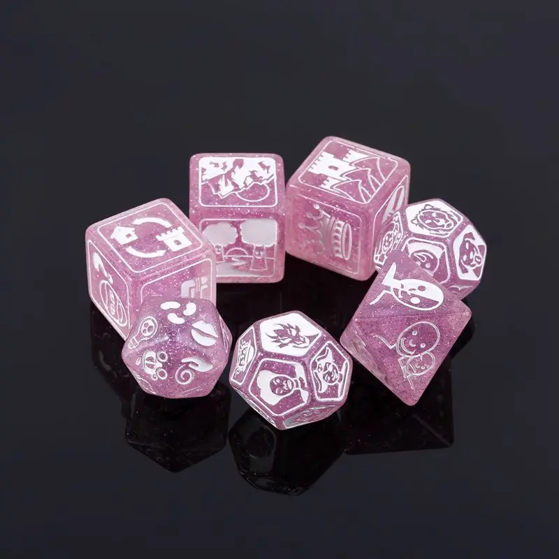 Juego de dados poliédricos para fiestas, dados acrílicos con múltiples caras, juguetes, mesa, juegos de mesa, 7 unids/set por juego