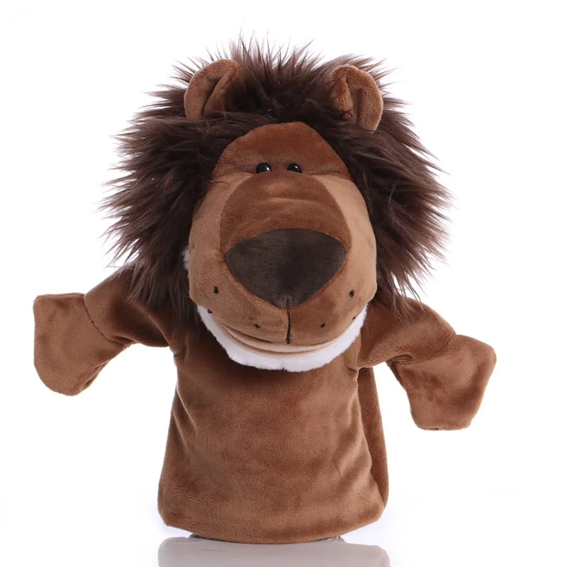 

25cm Animal Hand Puppet Lion Plush Toys Baby Educational Hand Puppets Cartoon Pretend Telling Story Doll Toy for Children Kids