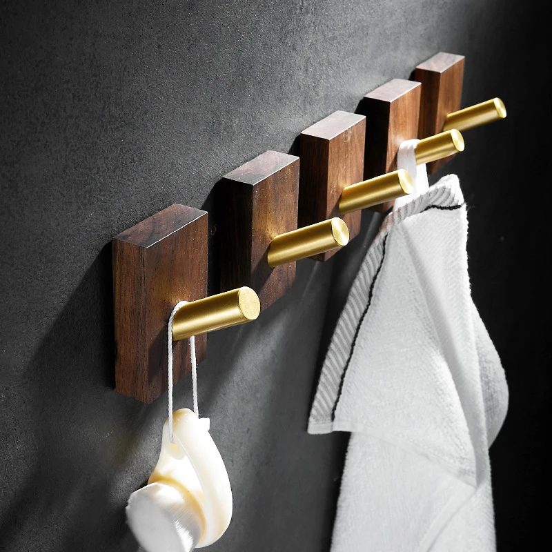 Fypo Bathroom Robe Hook,Wooden Wall Hooks Kitchen Towel Hook Coat Hook Key Bag Hanger Hooks For Bathroom Organizer Accessories