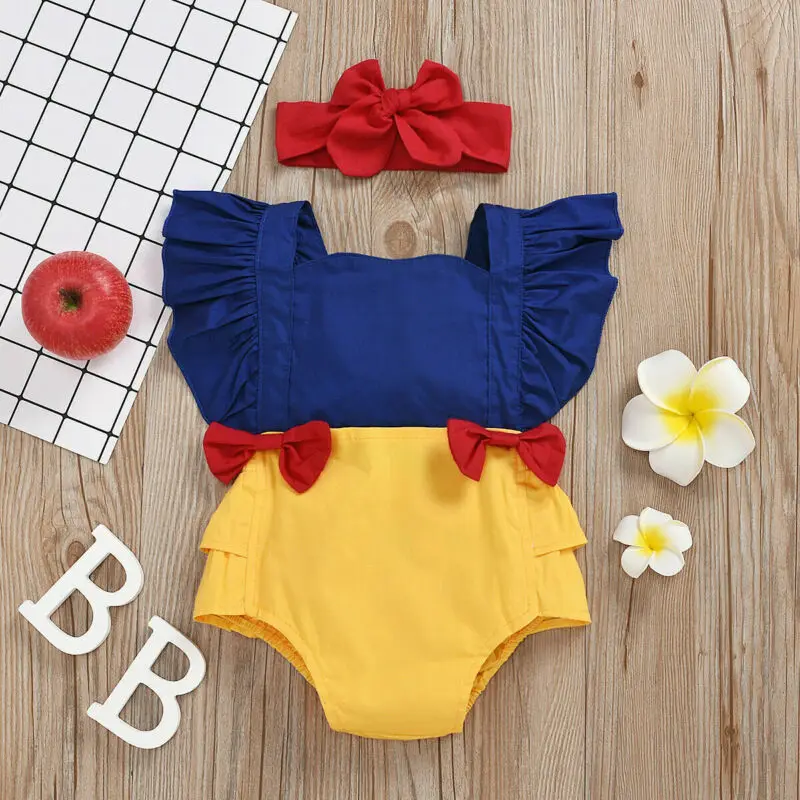 Newborn Kid Baby Girl Bodysuit Summer Clothes 2024 Backless Bowknot Ruffles Patchwork Jumpsuit for Kids Baby Items Clothing