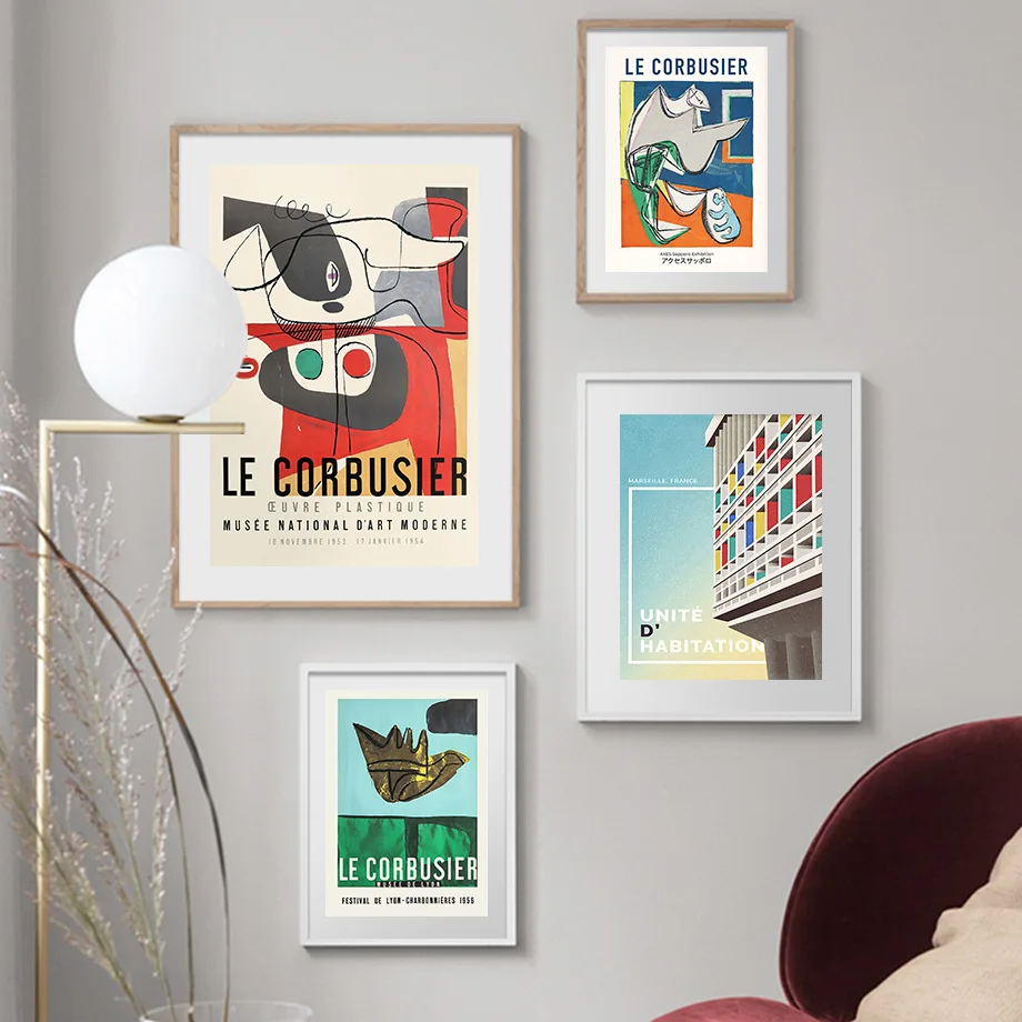Pintura en lienzo de Francia Le Corbusier Marseille, París, Zúrich, póster nórdico e impresión de imágenes para decoración del hogar de la sala de estar