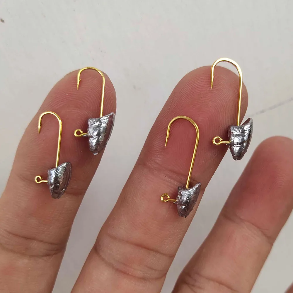 10pcs/lot Micro Jig Head Fishing Hook 1.4g-5g Ice Fishing Hook Mini Crank Fishhook Soft Lure Fishing Accessories