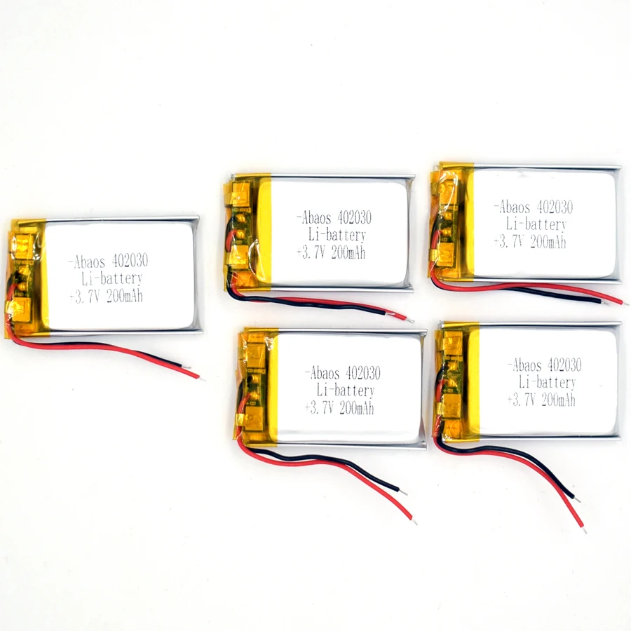 5 PCS 3.7V 200mAh Li-polymer Rechargeable Battery Li-Po ion for MP3 MP4 402030