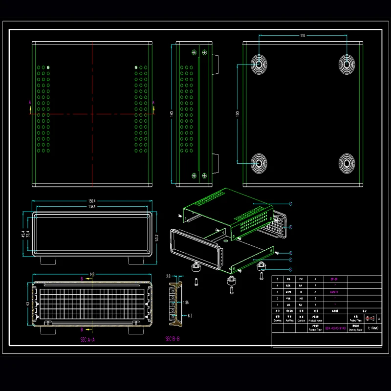 DIY Electronic Project Box Iron Metal Box Iron Junction Box Iron Housing Distribution Box ABS Plastic Panel 150*140*45mm