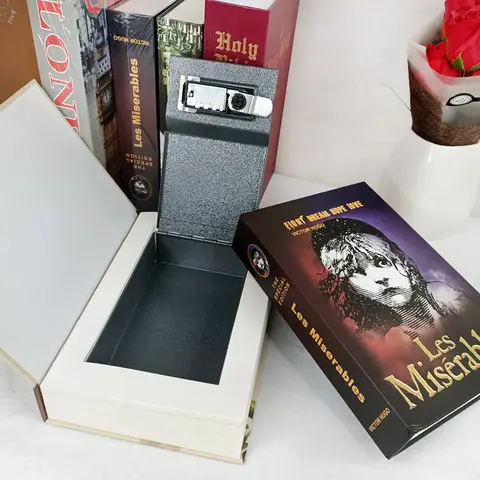 Creative Secret Book Hidden Security Safe Box Money Jewelry Stash Compartment Key/Code Lock Metal Simulation Classic Book Style