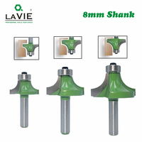 LAVIE 3pcs 8mm Corner Round Over Router Bit With Bearing 1/2\