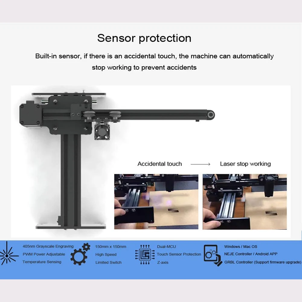 NEJE 5 N30610 40W Desktop CNC Laser Engraver Laser Cutter Wireless Printer Wood Engraving Machine APP Control Lightburn