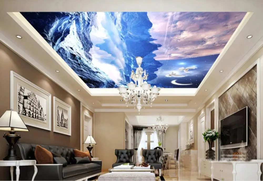 

Ceiling Wall Mural Wallpaper For Walls 3 D ceilings Fantasy Starry Earth Living Room Ceiling Fresco