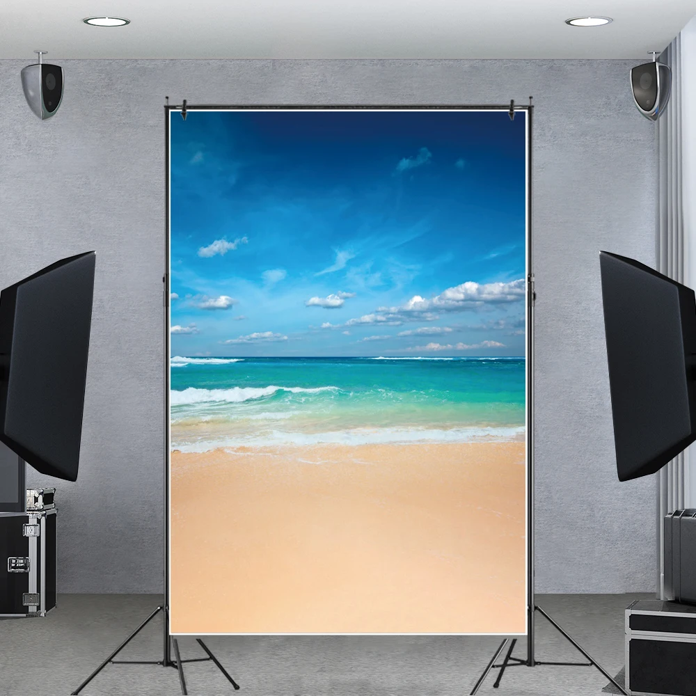 Laeacco Summer Beach Tropical Scenic Sea Blue Sky Photocall Backdrop For Photography Photophone Photo Background Photo Studio