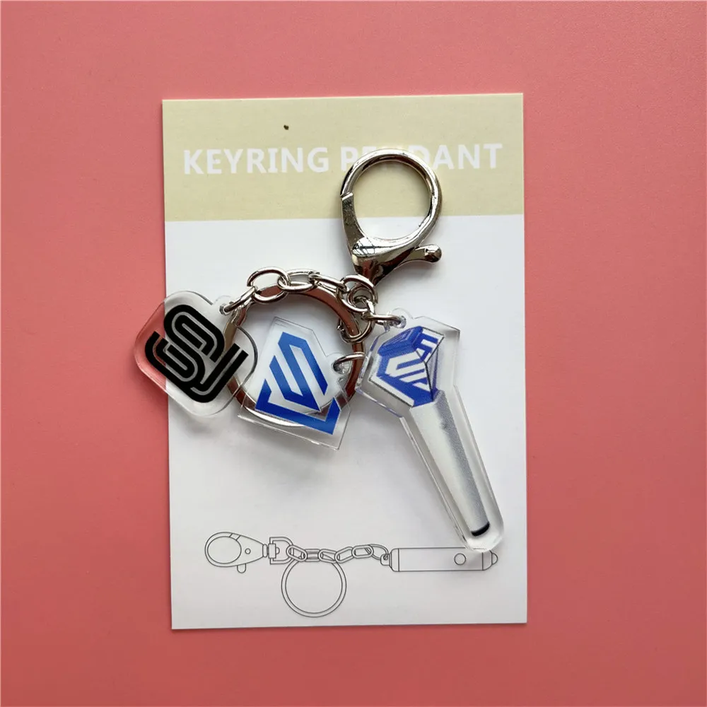 KPOP Super Junior SJ Acrylic Light Stick Keychain SJ SUPER CLAP Pendant Keyring Fans Collections