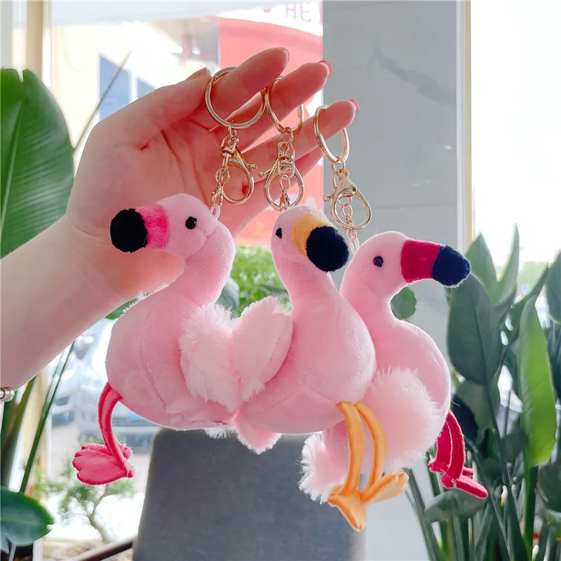 Cute  pink Flamingo  popular Exquisite pendant  Keychain Decorate good quality soft Soothing doll christmas funny  prety gift