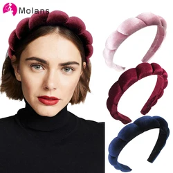 Molans Solid Color Padded Headband for Women Hair Bands Hoop Bezel Thick Velvet Hairband Sponge Hair Accessories Headwear