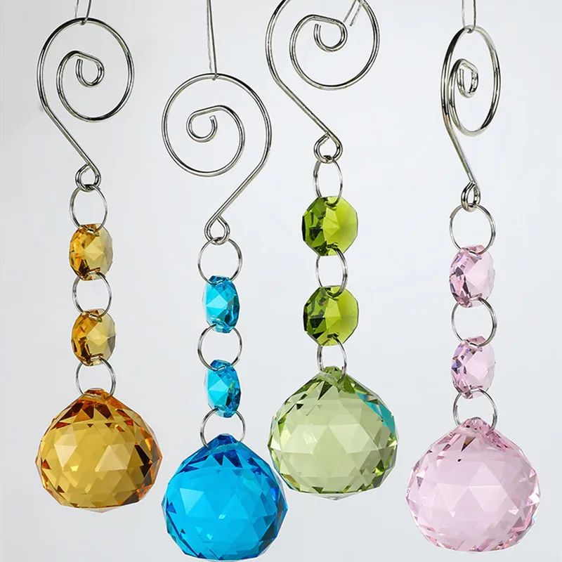 

3 шт., разноцветные хрустальные восьмиугольные бусины высшего качества с 30 мм люстрой, хрустальный шар для окна, «Ловец солнца», украшение для дома и сада