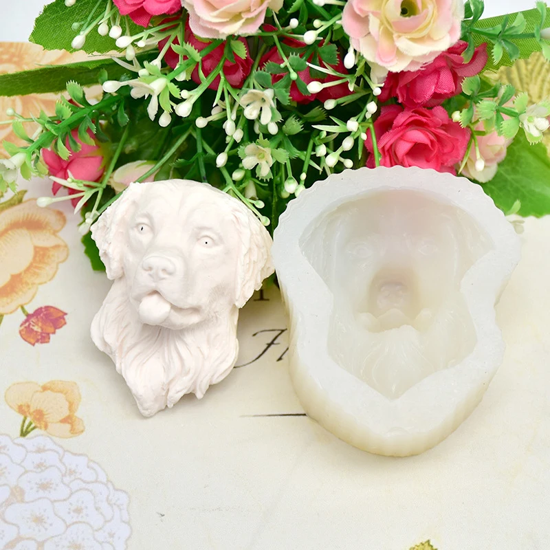 1Pc Dog Head Shape Aroma Plaster Crafts Mould DIY Candle Soap Mold For Home Car Decoration Chocolate Candy Baking Tools