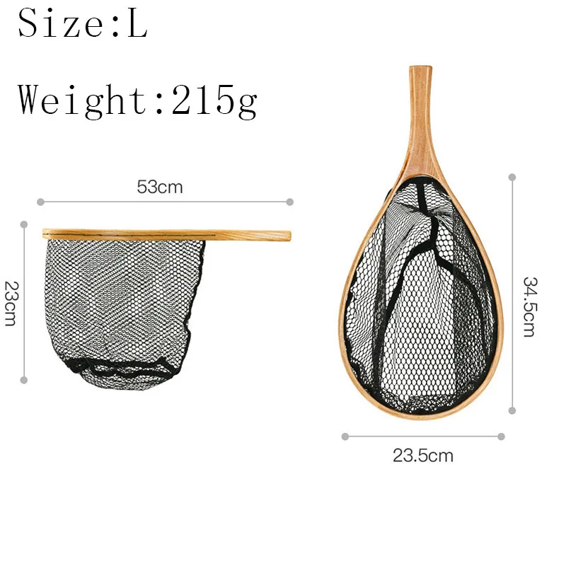 휴대용 플라이 낚시 그물 랜딩 캐치 릴리스 그물 나무 프레임, 송어 초경량 낚시 그물, 물고기 태클 액세서리, 1 개